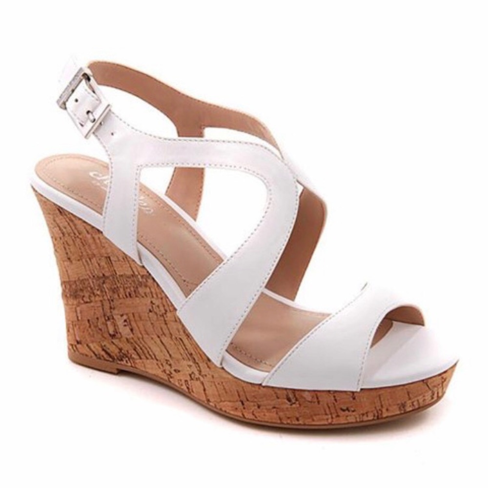 Charles by Charles David White Louis Wedge Sandal